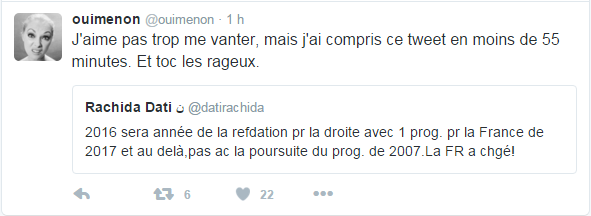 @ouimenon  J'aime pas trop me vanter, mais j'ai compris ce tweet en moins de 55 minutes. Et toc les rageux.  