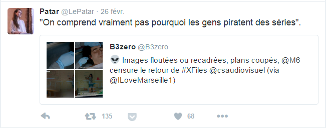 @LePatar  26 févr "On comprend vraiment pas pourquoi les gens piratent des séries". 