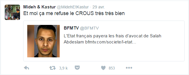 Mideh & Kastur ‏@MidehEtKastur  29 avr. Mideh & Kastur a retweeté BFMTV Et moi ça me refuse le CROUS très très bien