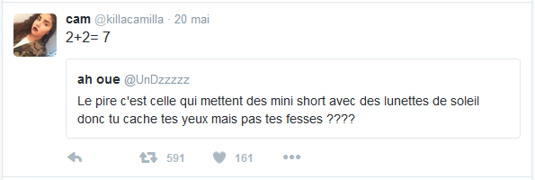 cam ‏@killacamilIa 20 mai  cam a retweeté ah oue  2+2= 7