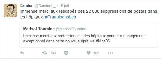 Immense merci aux rescapés des 22 000 suppressions de postes dans les hôpitaux. #TraduisonsLes
