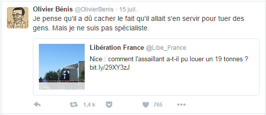 Je pense qu'il a dû cacher le fait qu'il allait s'en servir pour tuer des gens. Mais je ne suis pas spécialiste.