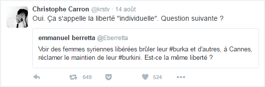 Oui. Ça s'appelle la liberté "individuelle". Question suivante ?