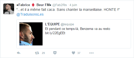 "...et il a même fait caca. Sans chanter la marseillaise. HONTE !" @TraduisonsLes
