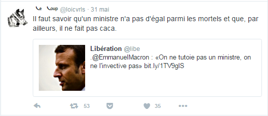 Il faut savoir qu'un ministre n'a pas d'égal parmi les mortels et que, par ailleurs, il ne fait pas caca.