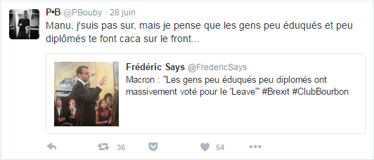 Manu, j'suis pas sur, mais je pense que les gens peu éduqués et peu diplômés te font caca sur le front...