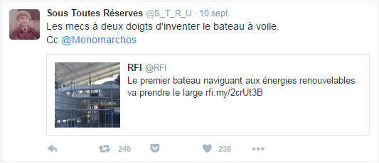 Les mecs à deux doigts d'inventer le bateau à voile.