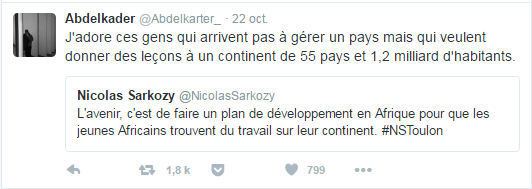 J'adore ces gens qui arrivent pas à gérer un pays mais qui veulent donner des leçons à un continent de 55 pays et 1,2 milliard d'habitants.