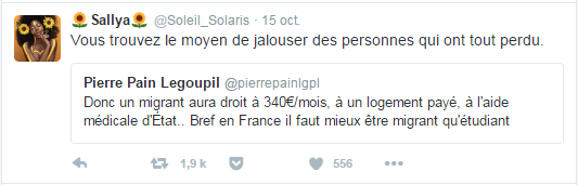 Vous trouvez le moyen de jalouser des personnes qui ont tout perdu.