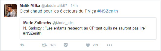 C'est chaud pour les électeurs du FN ça #NSZenith