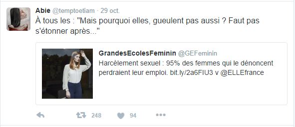 À tous les : "Mais pourquoi elles, gueulent pas aussi ? Faut pas s'étonner après..."