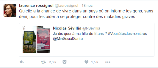 ‏@laurossignol Qu'elle a la chance de vivre dans un pays où on informe les gens, sans déni, pour les aider à se protéger contre des maladies graves.