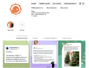 page d'accueil de notre page Instagram twogfr